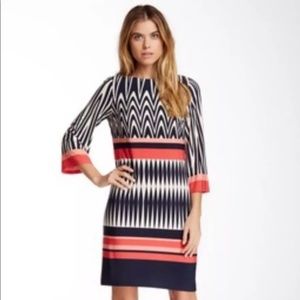 Eliza J Navy Blue Geo Print Shift Dress